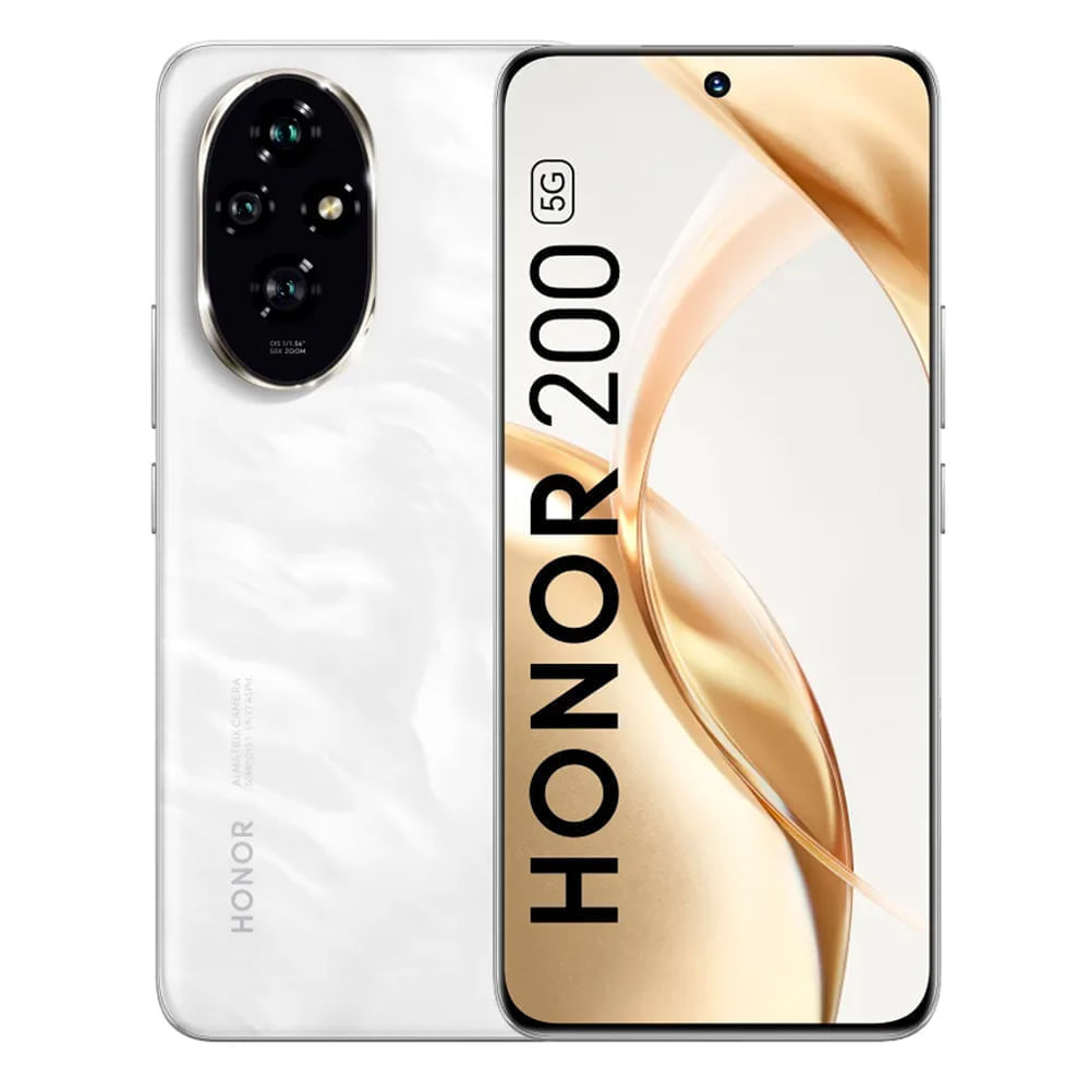 Celular Honor 200 5G 256GB, 12GB RAM, cámara principal 50MP+50MP+12MP, frontal 50MP, 6.7", Dual SIM, Lunar White