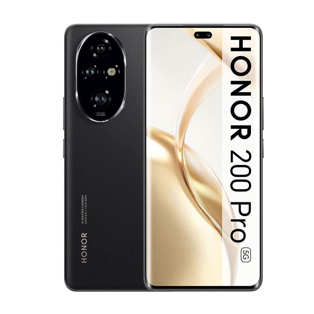 Celular Honor 200 pro 5G 512GB, 12GB RAM, cámara principal 50MP+12MP+50MP, frontal 50MP + 2MP, 6.78", negro