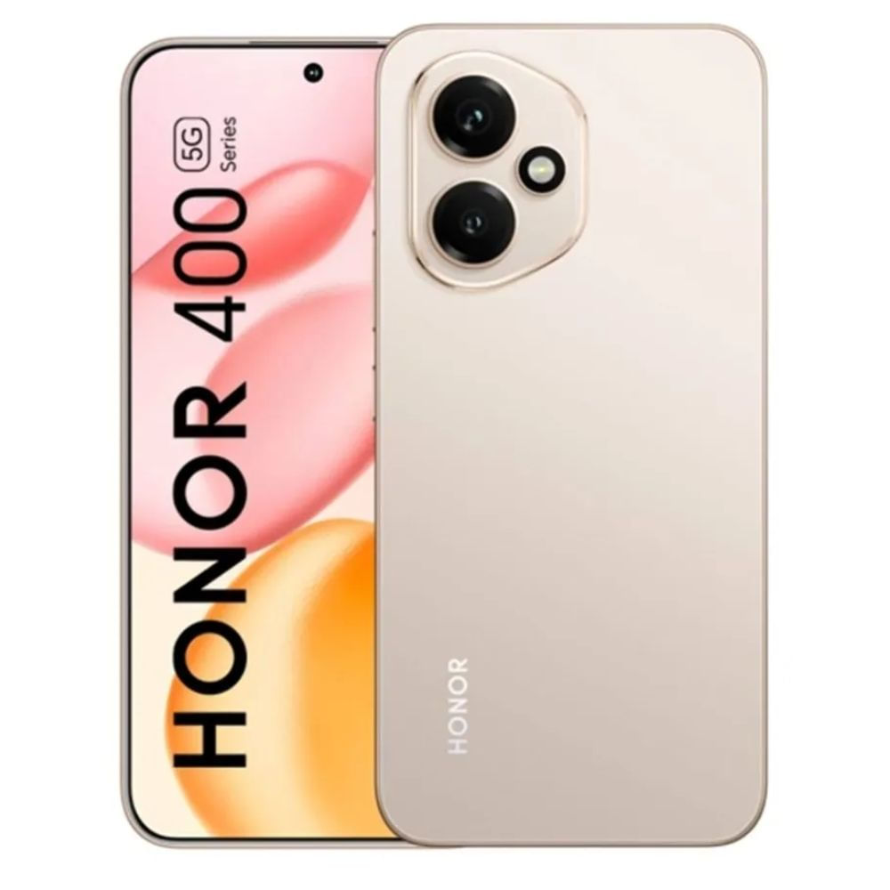Celular Honor 400 5G 512GB, 12GB RAM, cámara principal 200MP + 12MP, frontal 50MP, 6.55", dorado