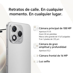 Celular Honor 400 Lite 5G 256GB, 8GB RAM, cámara principal 108MP+5MP, frontal 16MP, 6.7", negro