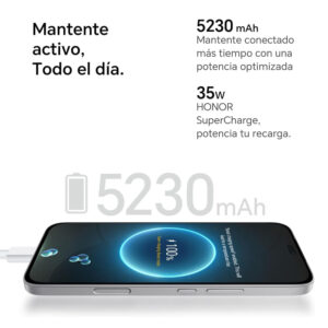 Celular Honor 400 Lite 5G 256GB, 8GB RAM, cámara principal 108MP+5MP, frontal 16MP, 6.7", negro