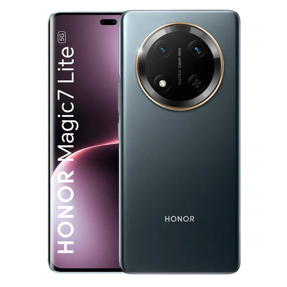 Celular Honor Magic7 Lite 5G 256GB, 8GB RAM, cámara principal 108MP + 5MP, frontal 16MP, 6.78", negro titanio
