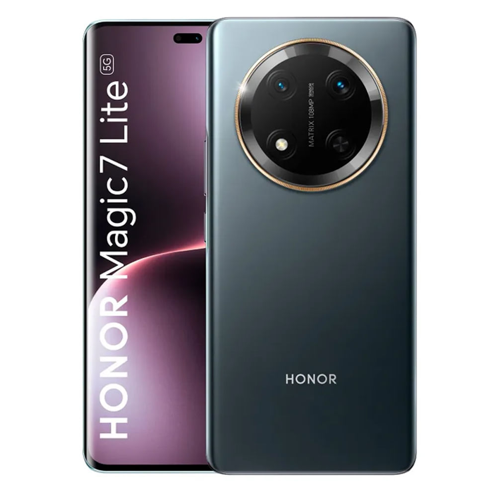 Celular Honor Magic7 Lite 5G 512GB, 8GB RAM, cámara principal 108MP + 5MP, frontal 16MP, 6.78", negro titanio