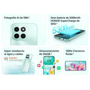 Celular Honor X6C 4G 256GB, 8GB RAM, cámara principal 50MP, frontal 5MP, 6.61", verde