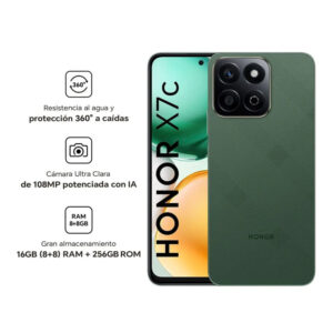 Celular Honor X7c 4G 256GB, 8GB RAM, cámara principal 108MP + 2MP, frontal 8MP, 6.77", verde