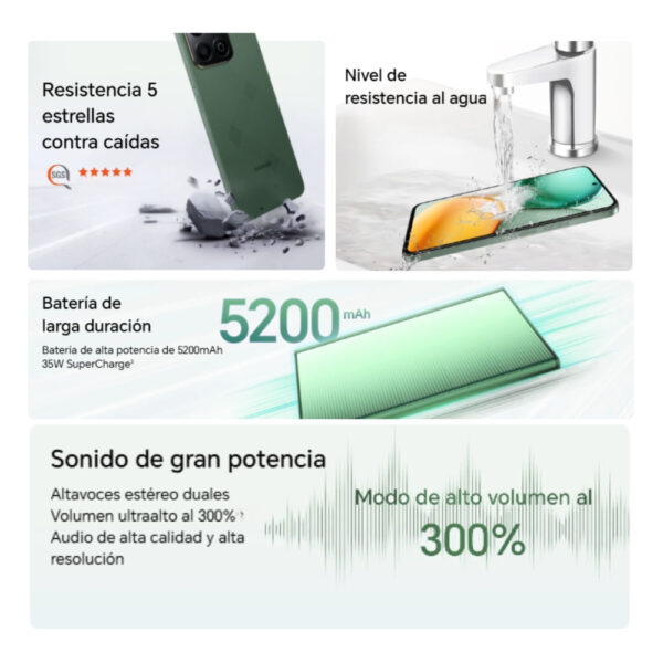 Celular Honor X7C 4G 256GB, 8GB RAM, cámara principal 50MP, frontal 5MP, 6.77″, blanco