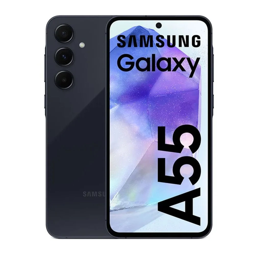 Celular Samsung A55 5G 128GB, 8GB RAM, cámara principal 50MP+12MP+5MP, frontal 32MP, 6.6", navy