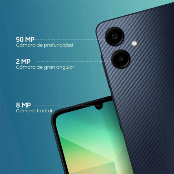 Celular Samsung Galaxy A06 4G 64GB, 4GB RAM, cámara principal 50MP + 2MP, frontal 8MP, 6.7", negro