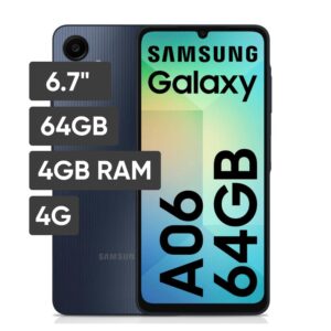 Celular Samsung Galaxy A06 4G 64GB, 4GB RAM, cámara principal 50MP, cámara frontal 8MP, 6.7", negro