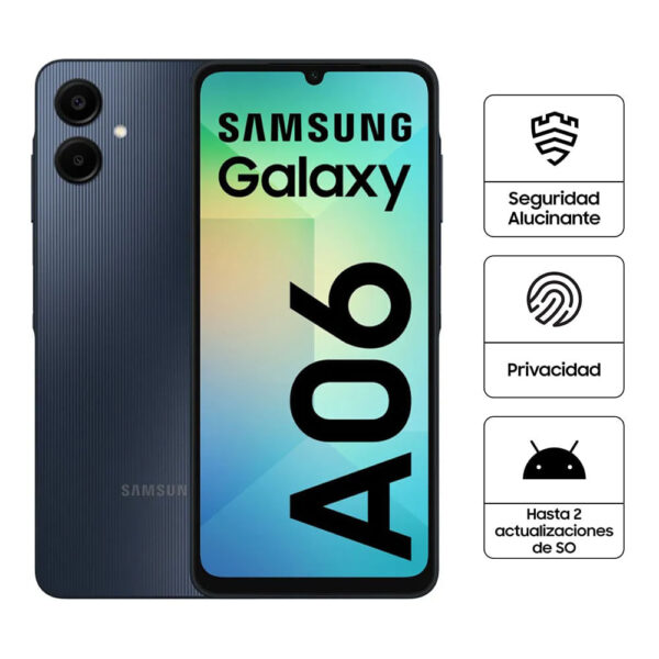 Celular Samsung Galaxy A06 6.7" 128GB, 4GB RAM, cámara principal 50MP, frontal 8MP, negro