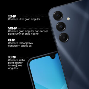 Celular Samsung Galaxy A16 4G 256GB, 8GB RAM, cámara principal 50MP + 5MP + 2MP, frontal 13MP, 6.7", negro