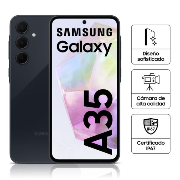 Celular Samsung Galaxy A35 5G 256GB, 8GB RAM, cámara principal 50MP + 8MP + 5MP, frontal 13MP, 6.6", negro