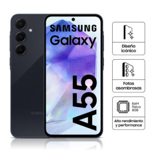 Celular Samsung Galaxy A55 5G 256GB, 8GB RAM, cámara principal 50MP + 12MP + 5MP, frontal 32MP, 6.6", azul