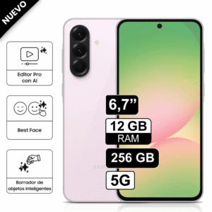 Celular Samsung Galaxy A56 5G 256GB, 12GB RAM, cámara principal 50MP+12MP+5MP, frontal 12MP, rosado