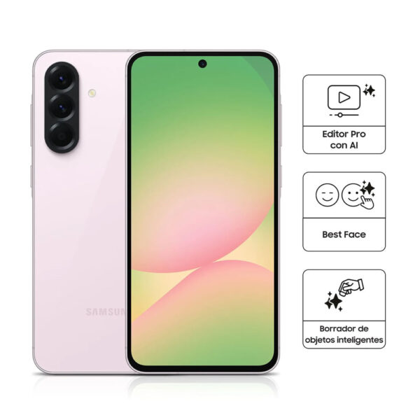 Celular Samsung Galaxy A56 5G 256GB, 8GB RAM, cámara principal 50MP + 12MP + 5MP, frontal 12MP, 6.7", rosado