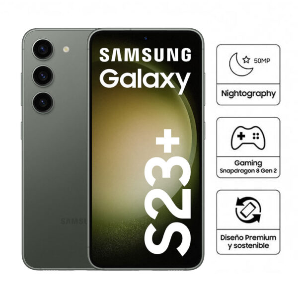Celular Samsung Galaxy S23 Plus 5G 512GB, 8GB RAM, cámara principal 50MP + 10MP + 12MP, frontal 12MP, 6.6", verde