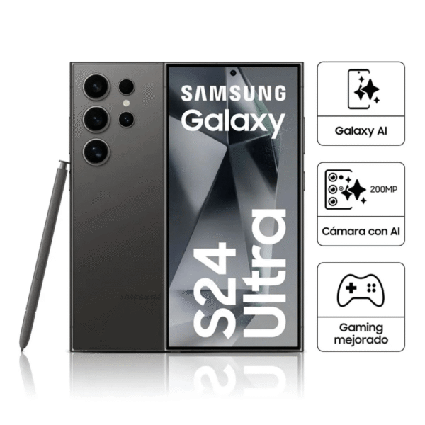 Celular Samsung Galaxy S24 Ultra 5G 12GB RAM, 512GB, cámara principal 200MP+50MP+12MP+10MP, frontal 12MP, negro