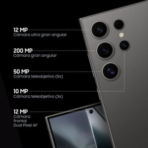 Celular Samsung Galaxy S24 Ultra 5G 256GB, 12GB RAM, cámara principal 200MP + 12MP + 50MP + 10MP, frontal 12MP, 6.8", negro