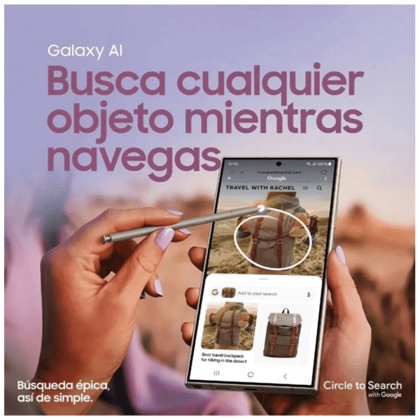 Celular Samsung Galaxy S24 Ultra 5G 256GB, 12GB RAM, cámara principal 200MP+50MP+12MP+10MP, frontal 12MP, negro