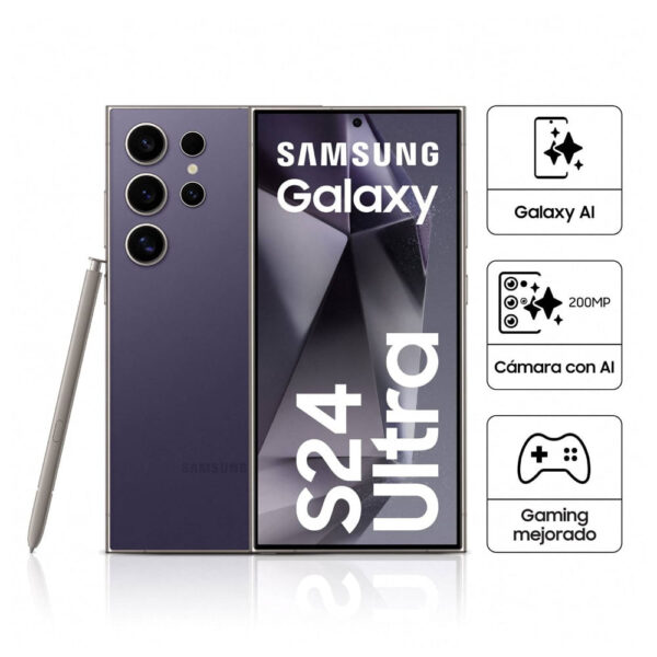 Celular Samsung Galaxy S24 Ultra 5G 512GB, 12GB RAM, cámara principal 200MP+ 50MP + 12MP +10MP, frontal 12MP, 6.8", violeta