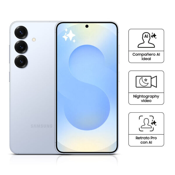 Celular Samsung Galaxy S25 5G 128GB, 12GB RAM, cámara principal 50MP + 10MP + 12MP, frontal 12MP, 6.2'', azul claro