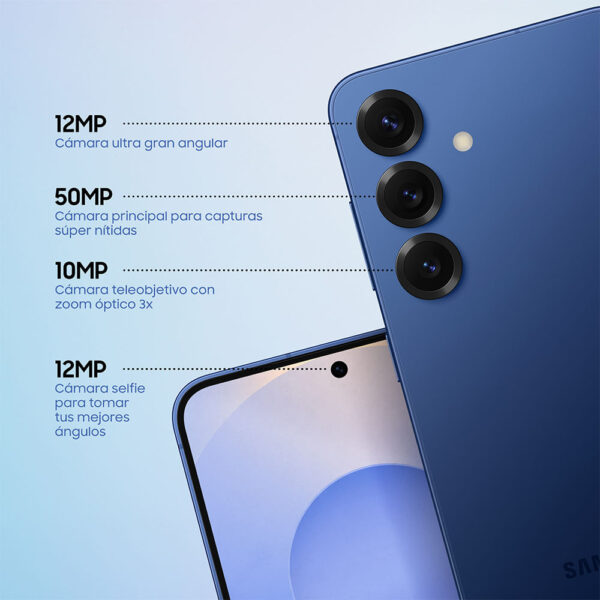 Celular Samsung Galaxy S25 5G 128GB, 12GB RAM, cámara principal 50MP + 10MP + 12MP, frontal 12MP, 6.2'', azul claro