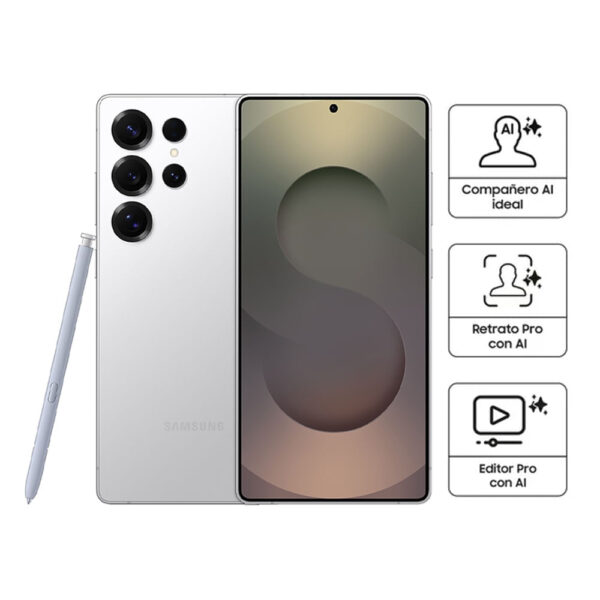 Celular Samsung Galaxy S25 Ultra 5G, 12GB RAM, 256GB, cámara principal 200MP + 10MP + 50MP + 50MP, frontal 12MP, 6.9", Titanium Whitesilver