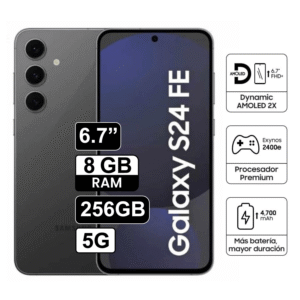 Celular Samsung S24FE 5G 8GB RAM, 256GB, cámara principal 50MP+12MP+8MP, frontal 10MP, gris