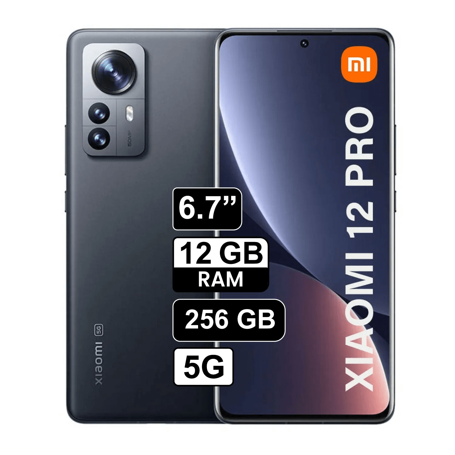 Celular Xiaomi 12 Pro 5G 256GB, 12GB RAM, cámara principal 50MP + 50MP + 50MP, frontal 32MP, gris