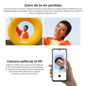 Celular Xiaomi Redmi 13 EU, 6.79", 128GB" 6GB RAM, cámara principal 108MP, frontal 2MP, azul