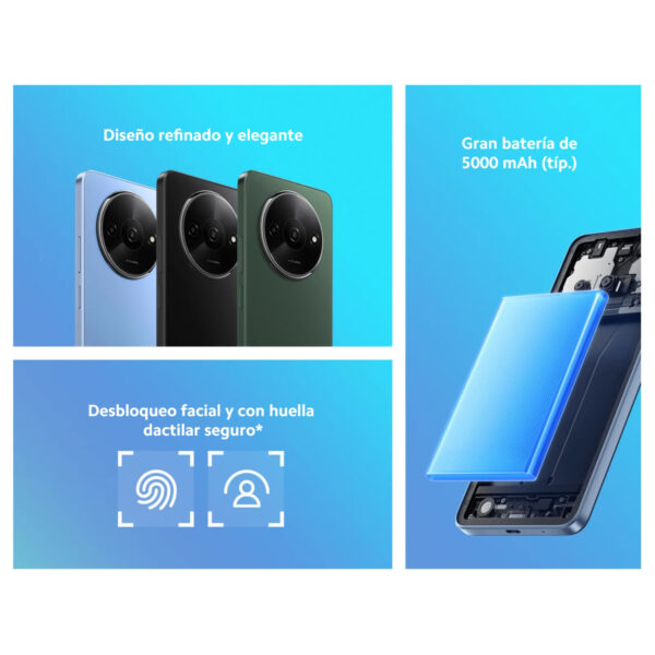 Celular Xiaomi Redmi A3 4G, Dual SIM, 3GB RAM, 64GB, cámara principal 8MP, cámara frontal 5MP, negro