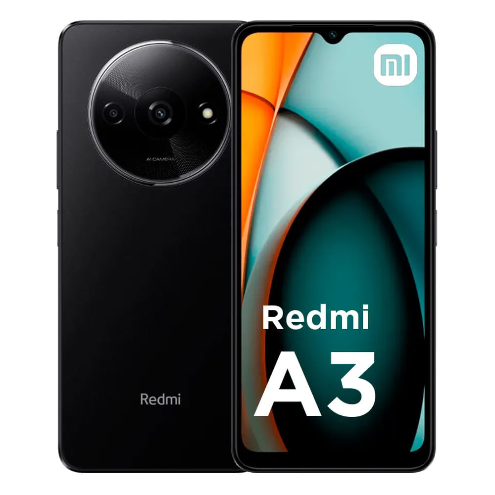 Celular Xiaomi Redmi A3 64GB, 3GB RAM, cámara principal 8MP + 0.08MP, frontal 5MP, 6.71", negro