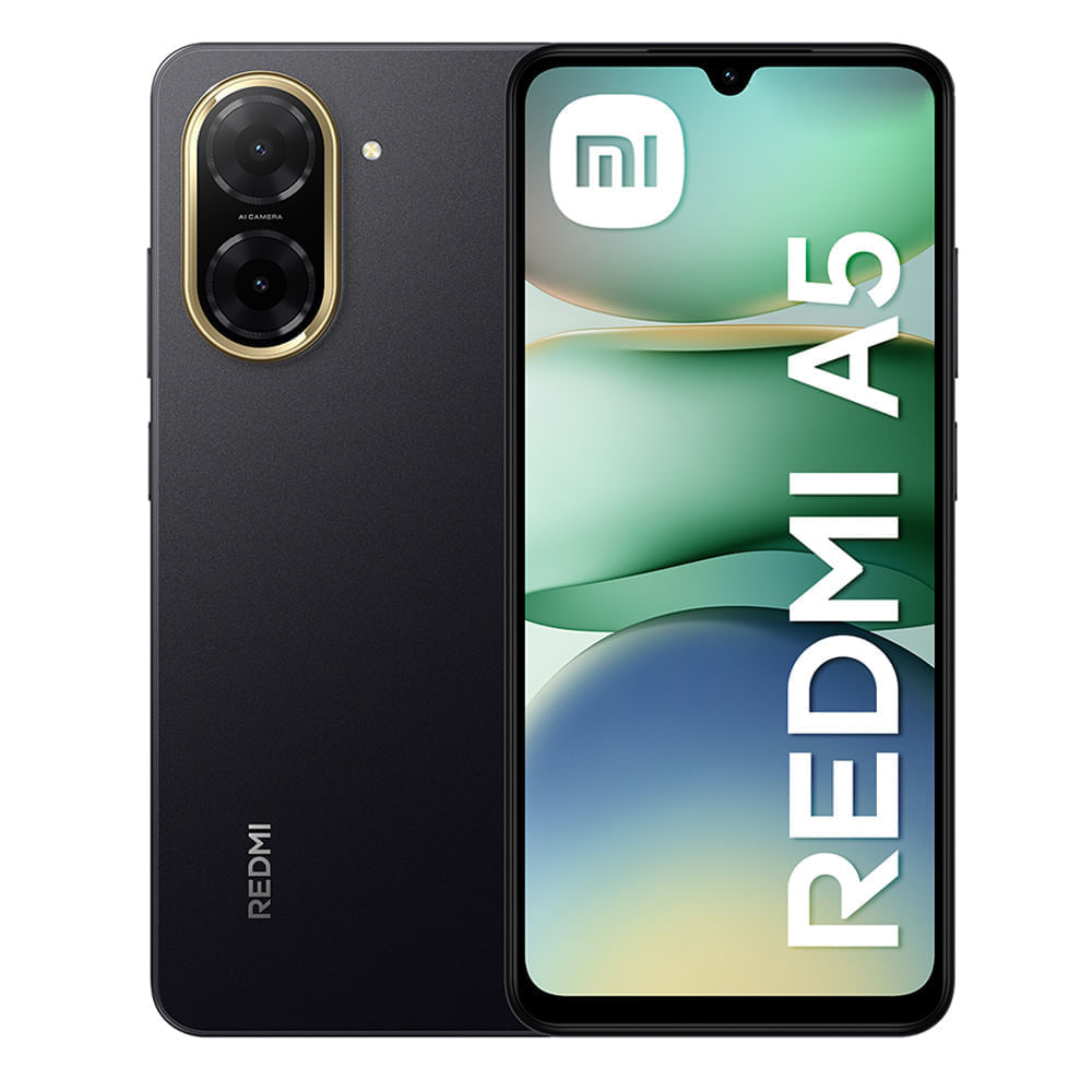 Celular Xiaomi Redmi A5 4G 128GB, 4GB RAM, cámara principal 32MP, frontal 8MP, 6.88", negro