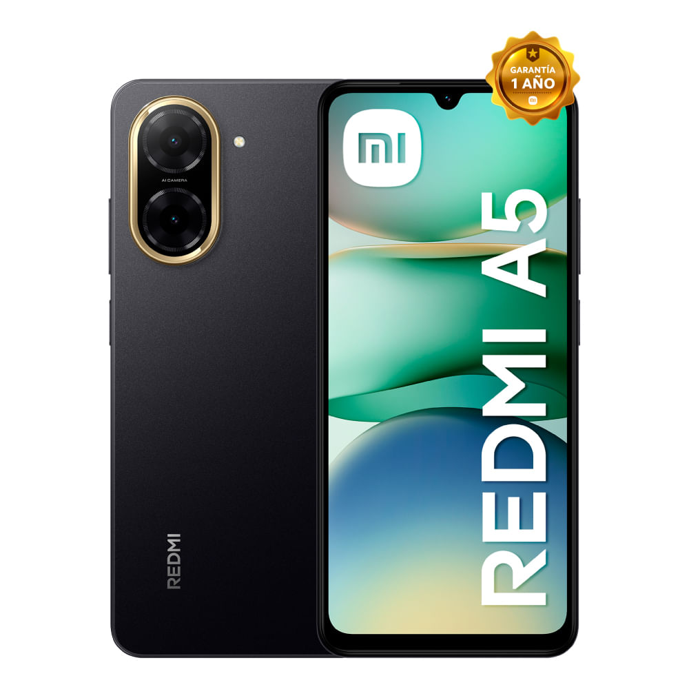 Celular Xiaomi Redmi A5 4G 64GB, 3GB RAM, cámara principal 32 MP, cámara frontal 8MP, 6.88", negro medianoche