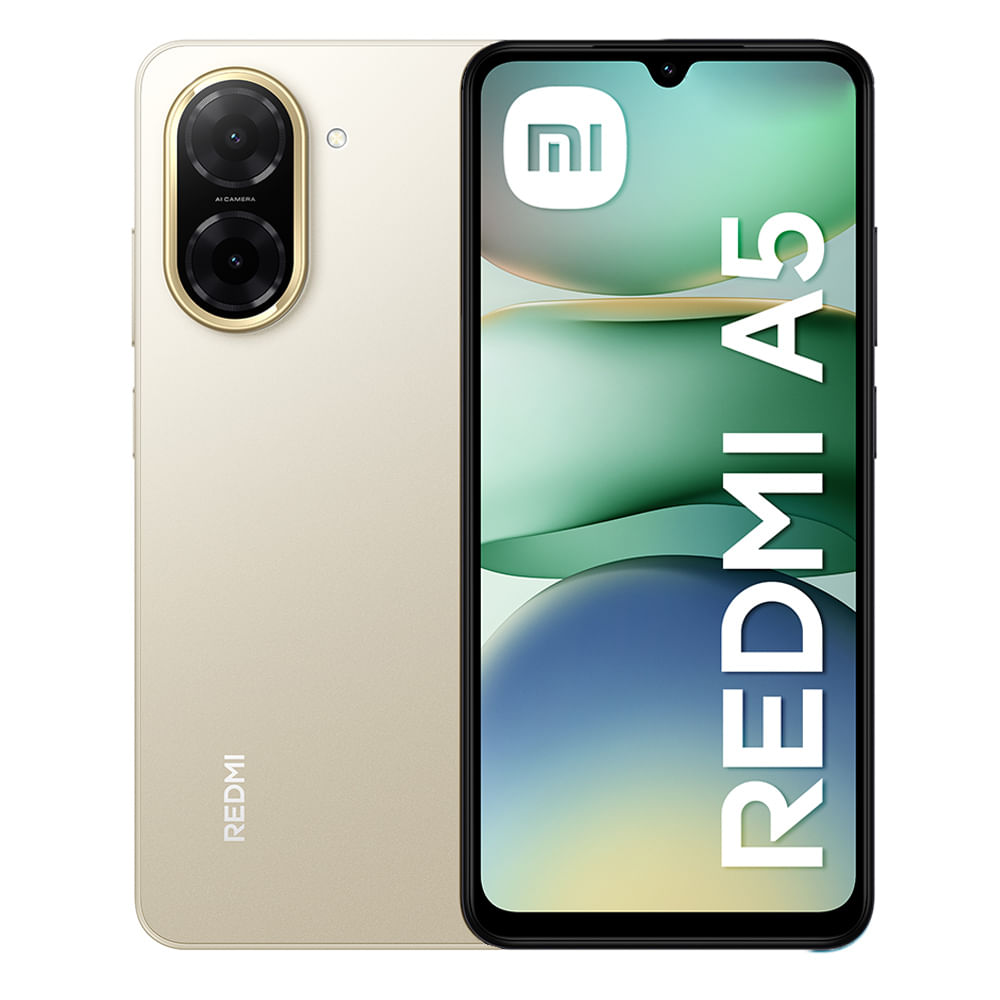 Celular Xiaomi Redmi A5 4G 64GB, 3GB RAM, cámara principal 32MP, cámara frontal 8MP, 6.88", dorado
