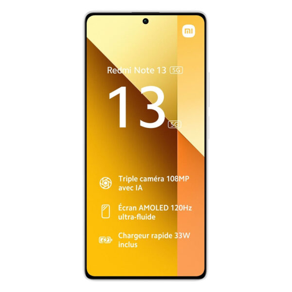 Celular Xiaomi Redmi Note 13 5G 256GB, 8GB RAM, cámara principal 108MP + 8MP + 2MP, frontal 16MP, 6.67", blanco