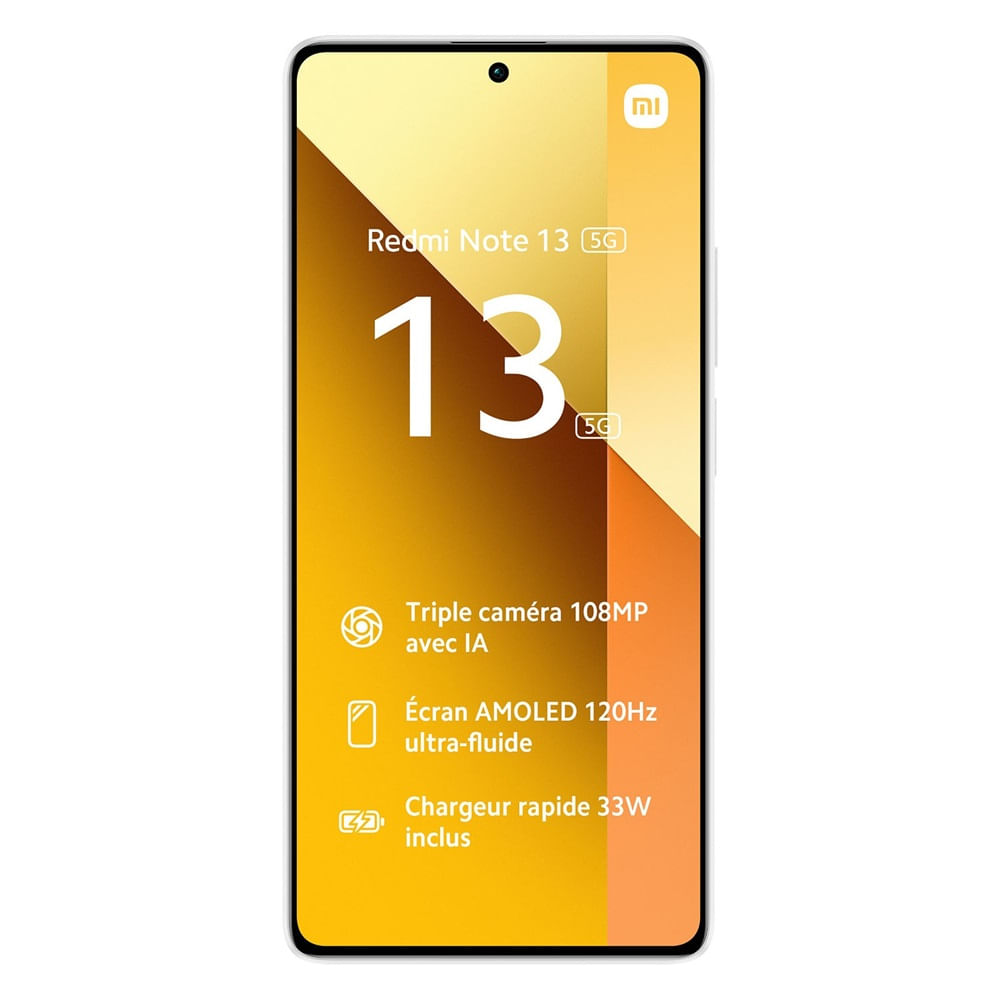 Celular Xiaomi Redmi Note 13 5G 256GB, 8GB RAM, cámara principal 108MP + 8MP + 2MP, frontal 16MP, 6.67", blanco