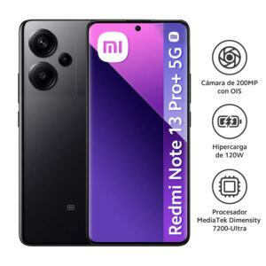 Celular Xiaomi Redmi Note 13 Pro Plus 5G 512GB, 12GB RAM, cámara principal 200MP + 8MP + 2MP, frontal 16MP, 6.67", negro