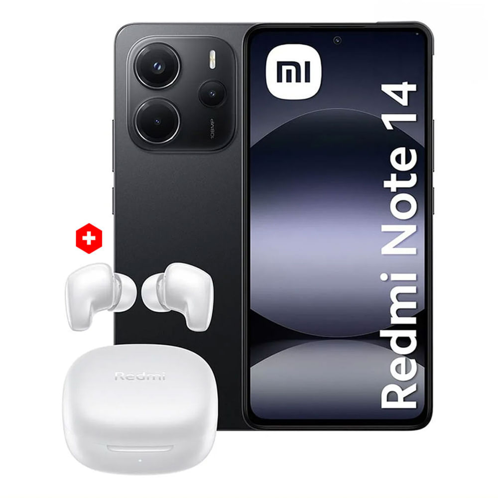 Celular Xiaomi Redmi Note 14 4G 256GB, 8GB RAM, cámara principal 108MP + 8MP + 2MP, frontal 20MP, 6.67'', negro + Audífonos Buds 6 Play