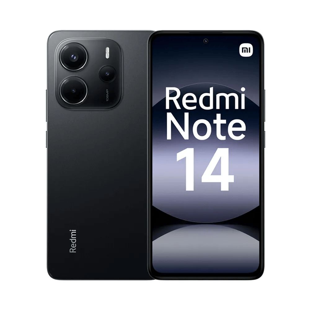 Celular Xiaomi Redmi Note 14 4G, 6GB RAM, 128GB, principal 108MP + 2MP + 2MP, frontal 20MP, 6.7”, negro ocaso
