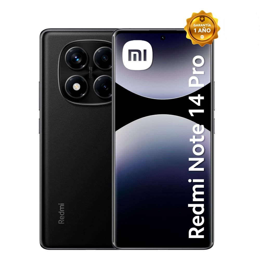 Celular Xiaomi Redmi Note 14 Pro 4G 256GB, 8GB ram, cámara principal 200MP, cámara frontal 32MP, 6.67", negro