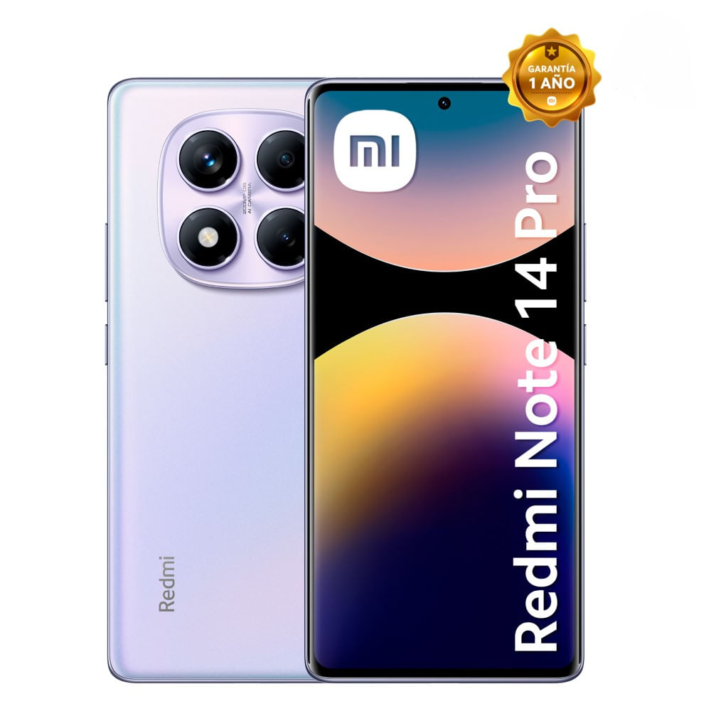 Celular Xiaomi Redmi Note 14 Pro 4G 256GB, 8GB ram, cámara principal 200MP, cámara frontal 32MP, 6.67", púrpura