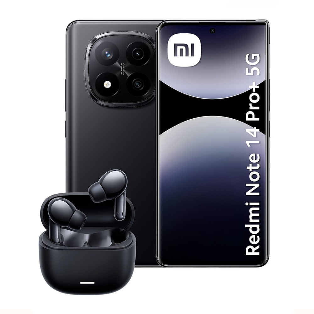 Celular Xiaomi Redmi Note 14 Pro Plus 5G 256GB, 8GB RAM, cámara principal 200MP + 8MP + 2MP, frontal 16MP, 6.67'', negro + Audífonos Buds 6 Lite