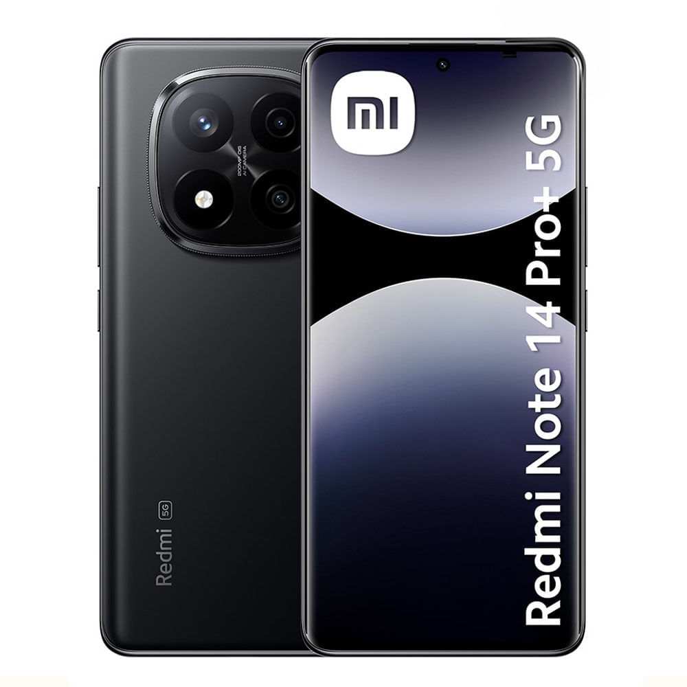 Celular Xiaomi Redmi Note 14 Pro Plus 5G 256GB, 8GB RAM, cámara principal 200MP + 8MP + 2MP, frontal 20MP, 6.67'', negro