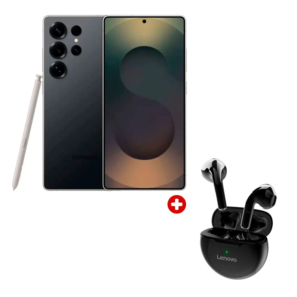Combo Celular Samsung S25 Ultra 5G 12GB RAM, 256GB, cámara principal 200MP+50MP+10MP+50MP, frontal 12MP, 6.9", titanium black + Lenovo HT38