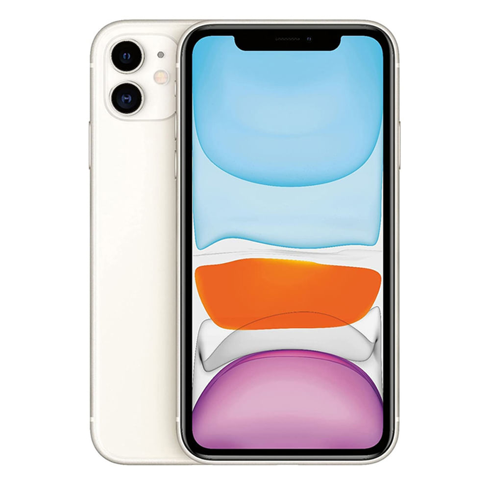 iPhone 11 128GB, 4GB RAM, cámara principal 12MP + 12MP, frontal 12MP, 6.1", blanco