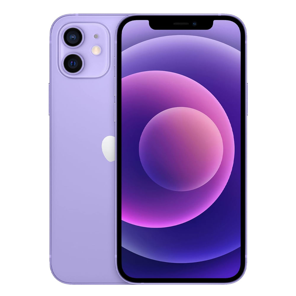 iPhone 12 5G 128GB, 4GB RAM, cámara principal 12MP + 12MP, frontal 12MP, 6.1", púrpura