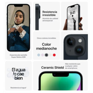 iPhone 13 128GB, 4GB RAM, cámara principal 12MP + 12MP, frontal 12MP, 6.1", blanco
