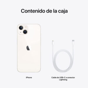 iPhone 13 128GB, 4GB RAM, cámara principal 12MP + 12MP, frontal 12MP, 6.1", blanco