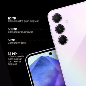 Samsung Galaxy A55 5G 256GB 5G, cámara principal 50MP + 12MP + 5MP, frontal 32MP, 6.6", negro